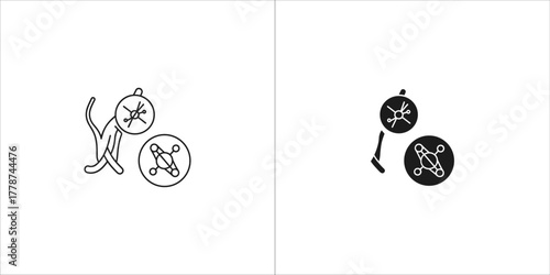 Stylized cat with a compass