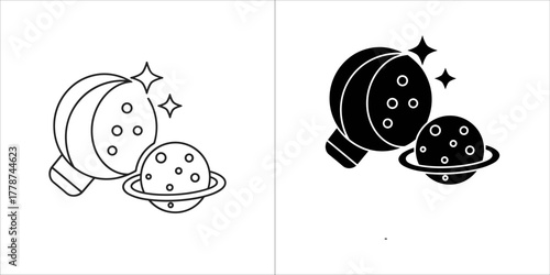 Planets and stars in space, cosmic exploration concept