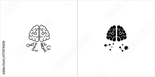 Brain with chemical molecule connection, science concept