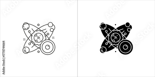Atomic structure with planets and sun