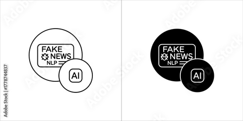 Fake news detection with ai and nlp technology icons