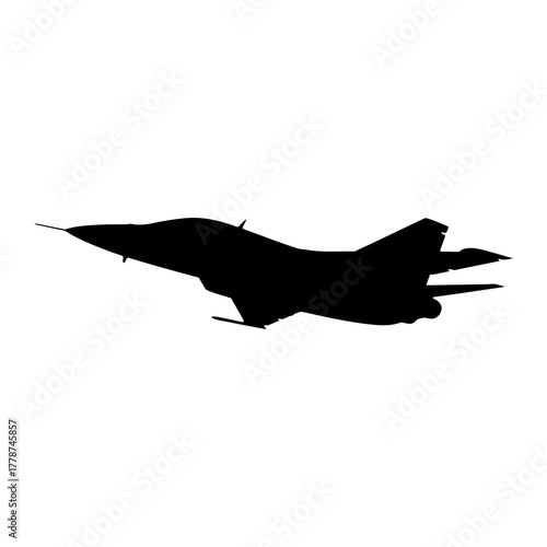 Black silhouette of a fighter jet in flight aircraft