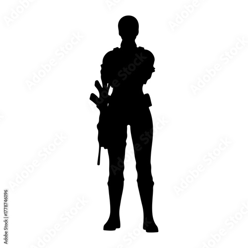 Female warrior silhouette person arms crossed