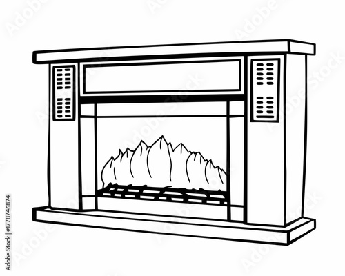 Modern electric fireplace with decorative flames