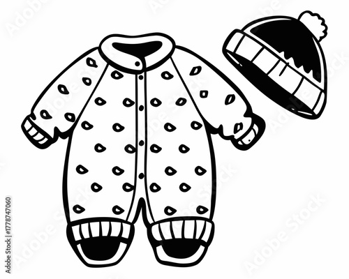 Baby snowsuit and hat for winter season
