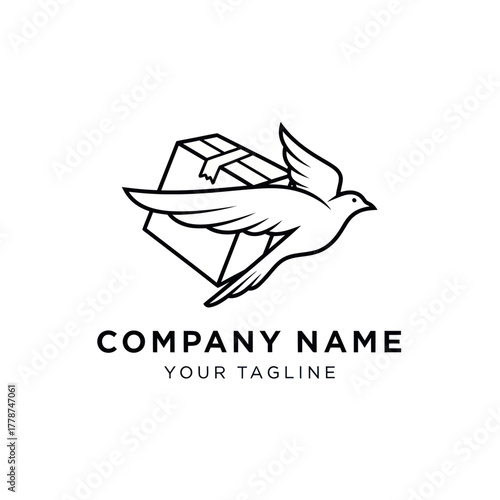 Dove carrying a gift box, representing fast and reliable delivery service.