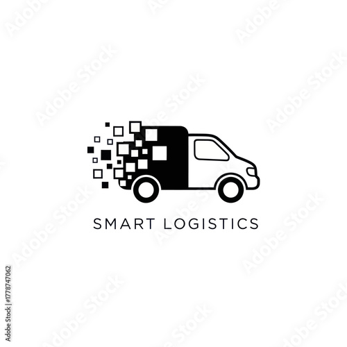 Smart logistics delivery van digital transformation concept modern design.