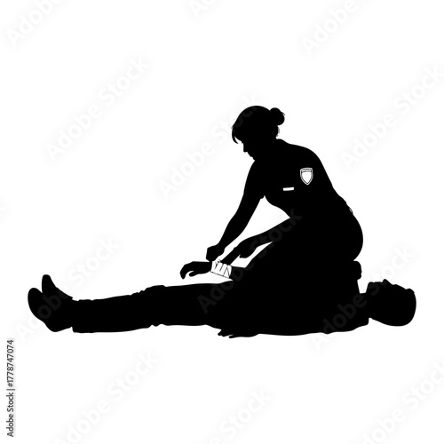 Medical professional assisting injured person assistance