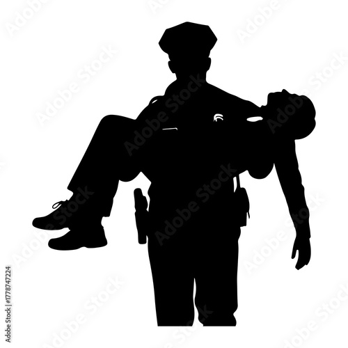 Officer carrying unconscious person police officer