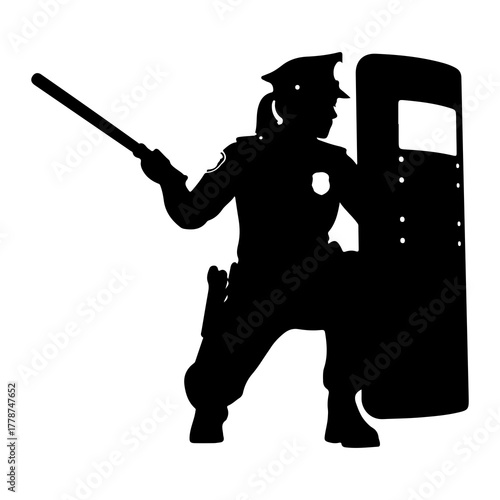 Officer with baton and shield police officer riot shield