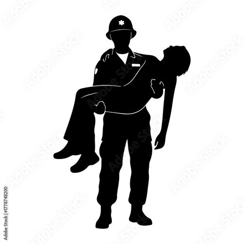Rescuer carrying injured person medical