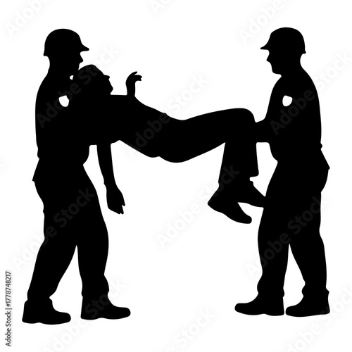 Rescuers carrying injured person emergency medical