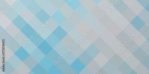 Abstract geometric background with a diagonal pattern of blue and grey diamond shapes.