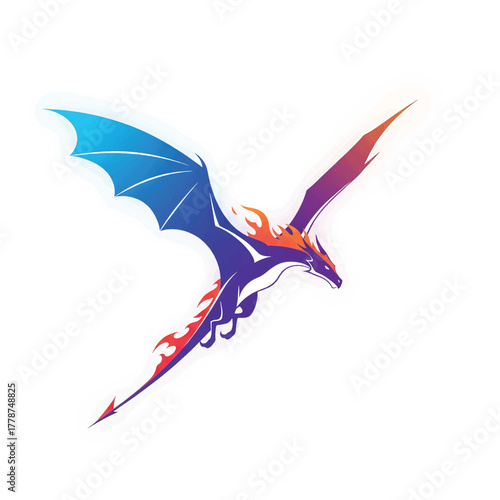 Majestic Gradient Dragon Ascending in Flight Fantasy Art Illustration Modern Chinese Dragon Graphics