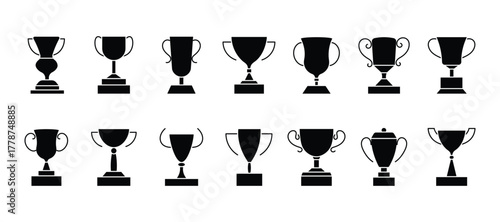 Trophy icon. Trophy cup, winner cup, victory cup icon.  Cup trophy set icon . eps 10