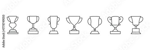 Trophy icon. Trophy cup, winner cup, victory cup icon.  Cup trophy set icon . eps 10