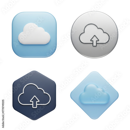 Modern cloud computing icons symbolizing data storage, file sharing, and seamless digital connection for innovative technology and efficient communication solutions