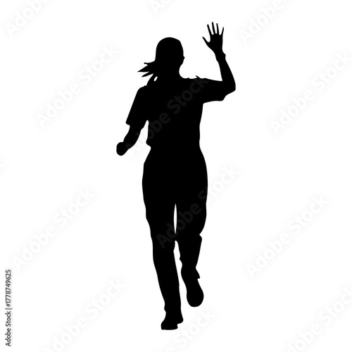 Silhouette person running waving hand vector