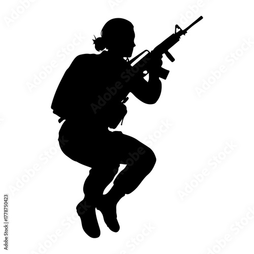 Soldier aiming rifle silhouette military