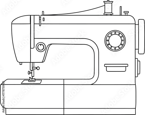 Sewing Machine Line Art Vector Icon Illustration