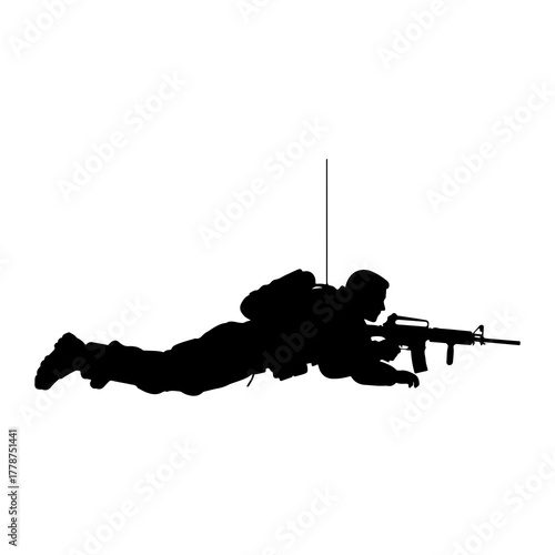 Soldier prone with rifle weapon military