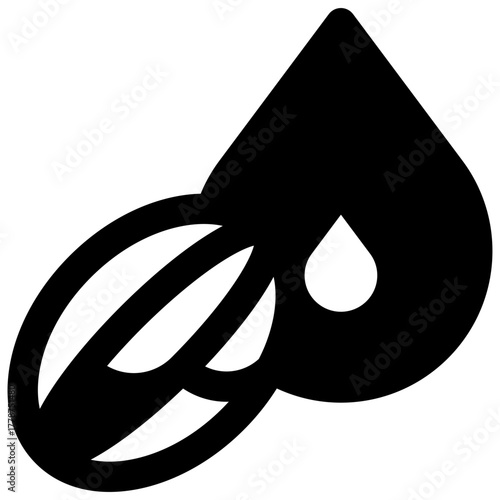 Cocoa beans roasting. Outlined stroke vector icon with black-filled details.