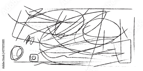 Abstract chaotic black ink lines and shapes creating a dynamic and energetic silhouette