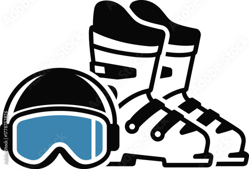 Ski boots and goggles
