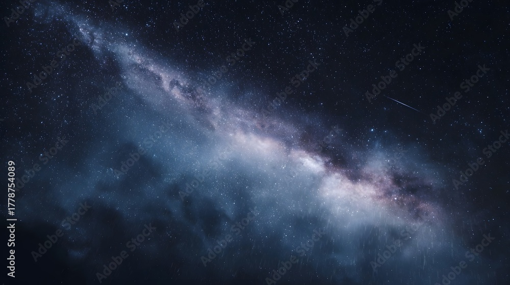 Fototapeta premium Cosmic blast of cosmic dust and star field with gentle rain documented by spacecraft