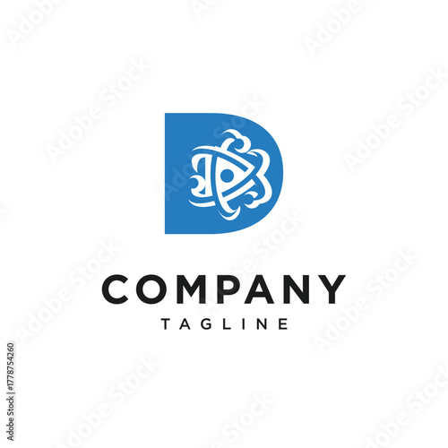Letter D Atom Logo Icon Vector