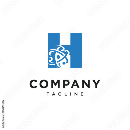 Letter H Atom Logo Icon Vector