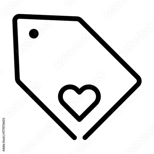 Tag with heart symbol for favorites, wishlist, or liked products.