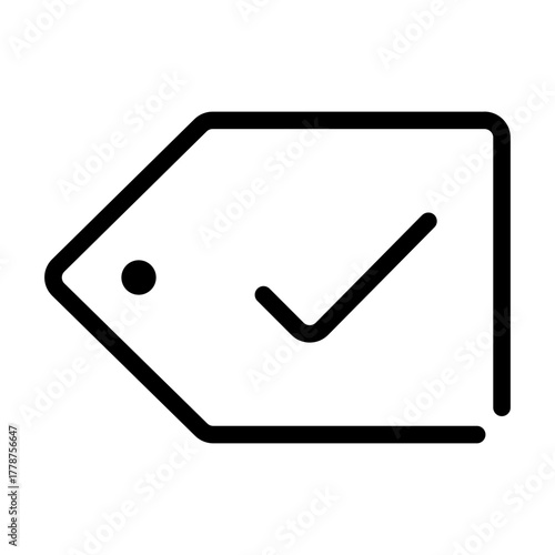Price tag with check mark for approved, verified, or selected items.