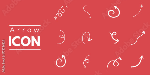 Hand drawn arrow icon set white curved direction symbols on dark background vector illustration