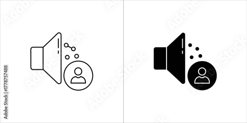 Speaker or sound icon with a user silhouette, representing audio output or userspecific sound settings