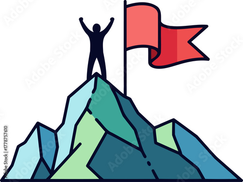 conquering the ascent a symbol of unwavering resolve and peak accomplishment, isolated on transparent background
