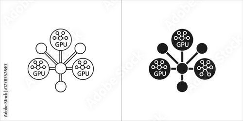 Gpu network and distributed computing concept, graphics processing unit connection