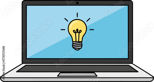 digital awakening brilliant ideas ignited on a laptop screen, isolated on transparent background