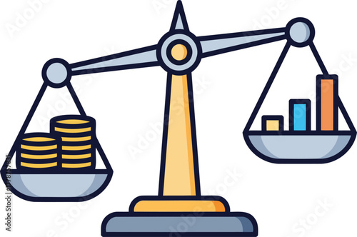 market dynamics gauging the power of static funds versus upward trends, isolated on transparent background