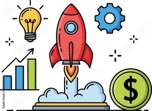 venture ascent concept to capital, driving forward with strategic growth initiatives, isolated on transparent background