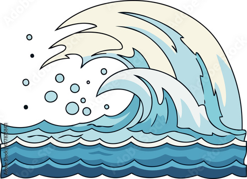 azure surge dynamic ocean waves energetic cascade and playful foam, isolated on transparent background