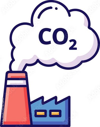 atmospheric burden industrial smoke stack releasing carbon emissions into our world, isolated on transparent background