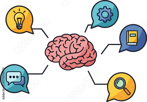 brain power unleashed a dynamic hub for thought, learning, and discovery, isolated on transparent background