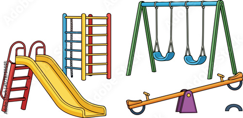 bright playtime paradise classic playground elements sparking joy and physical activity, isolated on transparent background
