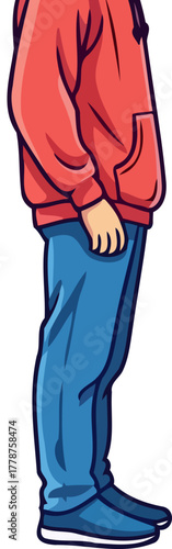 casual urban style a modern youthful character standing with quiet confidence, isolated on transparent background