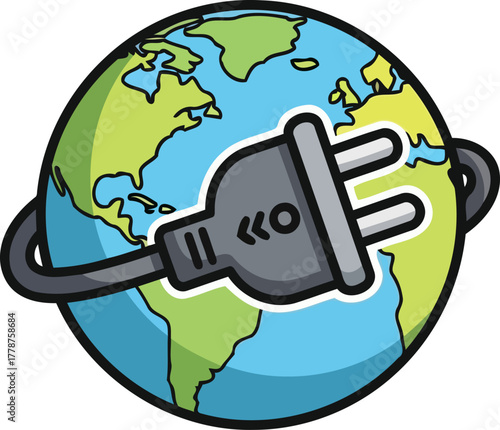 connecting our world the earth energized, symbolizing global power and responsibility, isolated on transparent background