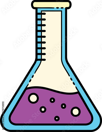 curious concoction simmers inside a whimsical flask, sparking innovative scientific exploration, isolated on transparent background