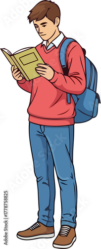 dedicated student absorbed in a book, unlocking understanding and future possibilities, isolated on transparent background