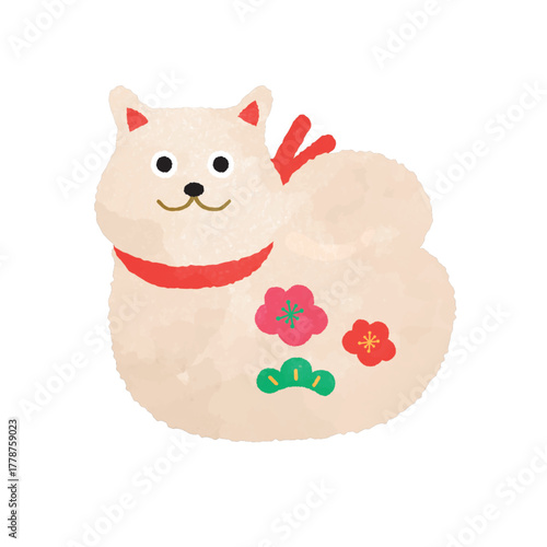 戌年の置物イラスト　水彩タッチ