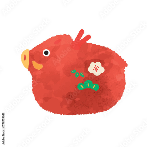 亥年の置物イラスト　水彩タッチ